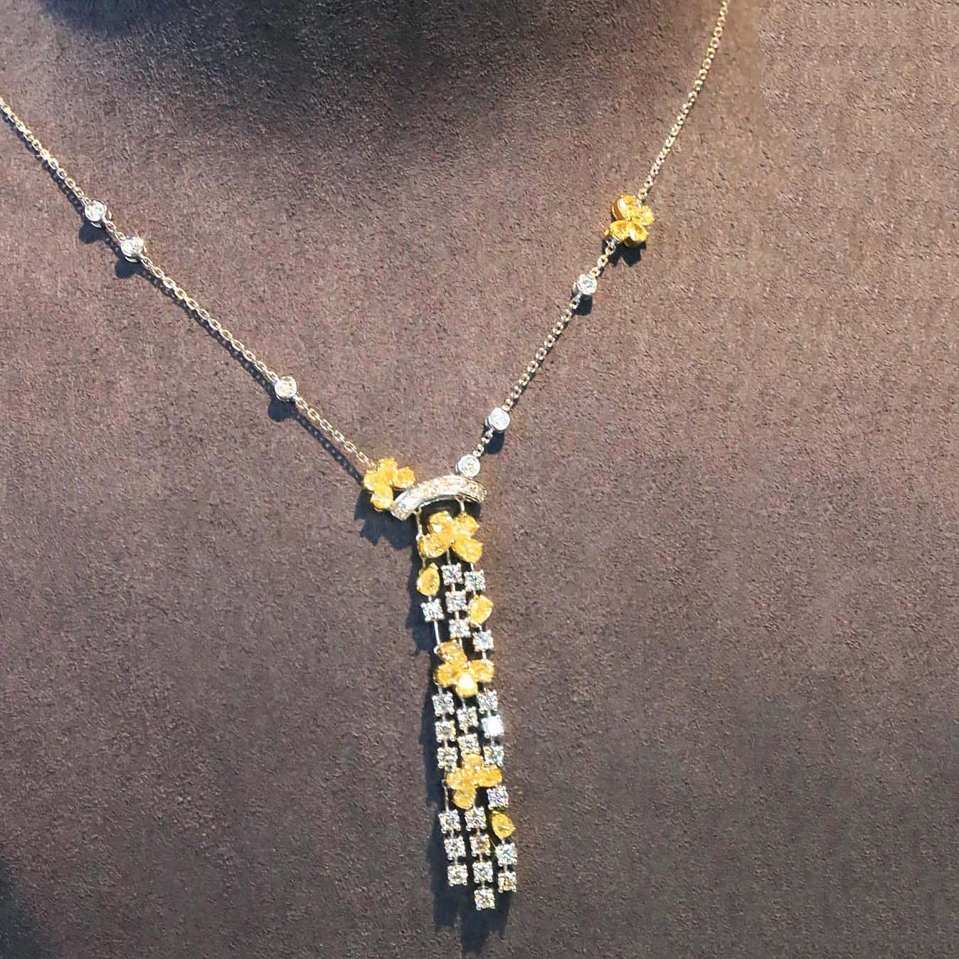 18K天然黃鑽-奢華大牌流蘇項鍊 - 第4張圖 18K天然黃鑽-奢華大牌流蘇項鍊