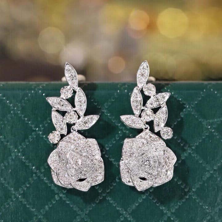 18K天然鑽石-閃耀玫瑰耳環