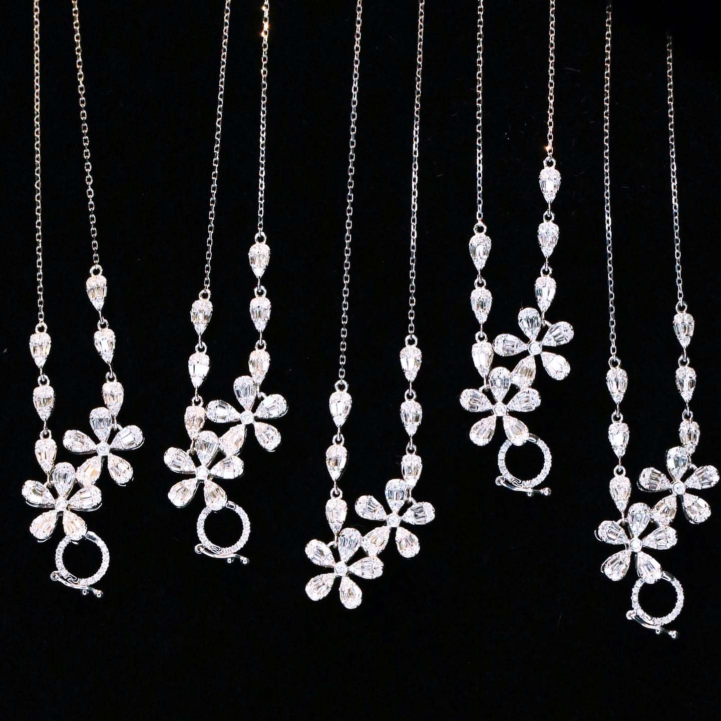 18K天然鑽石-雙花朵不規則萬能扣項鍊 - 第5張圖 18K天然鑽石-雙花朵不規則萬能扣項鍊