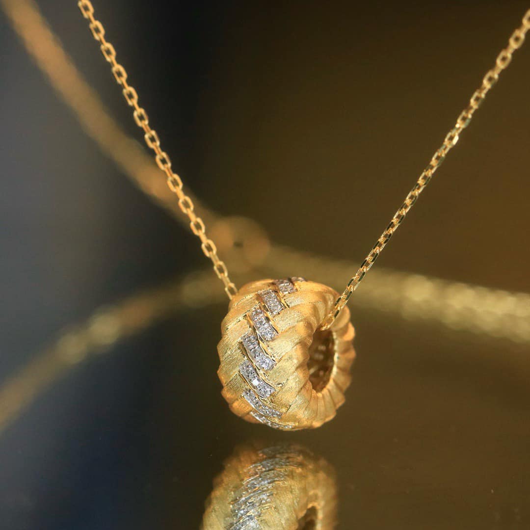 18K天然鑽石-拉絲編織款路路通項鍊