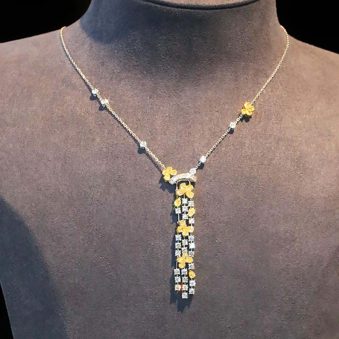 18K天然黃鑽-奢華大牌流蘇項鍊 - 第5張圖 18K天然黃鑽-奢華大牌流蘇項鍊