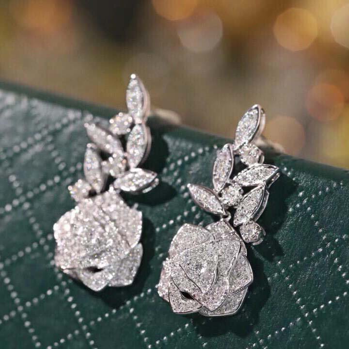 18K天然鑽石-閃耀玫瑰耳環