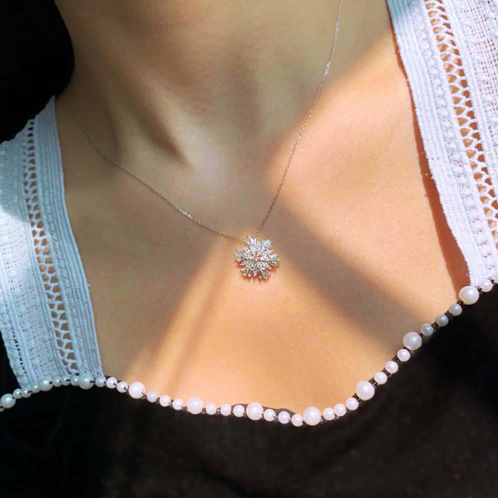 18K天然鑽石-精緻雪花項鍊/耳環 - 第14張圖 18K天然鑽石-精緻雪花項鍊/耳環