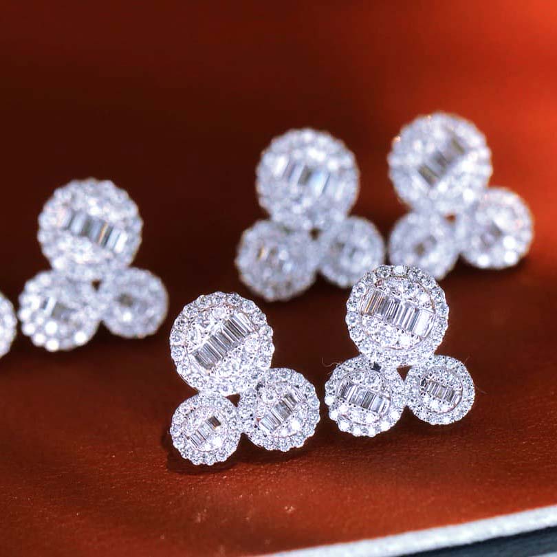 18K天然鑽石-三圓圈個性耳環