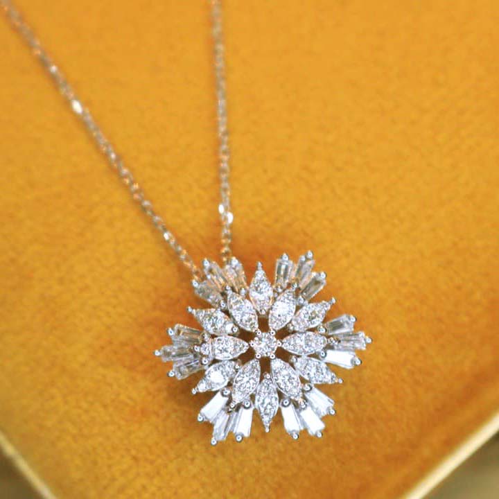 18K天然鑽石-精緻雪花項鍊/耳環