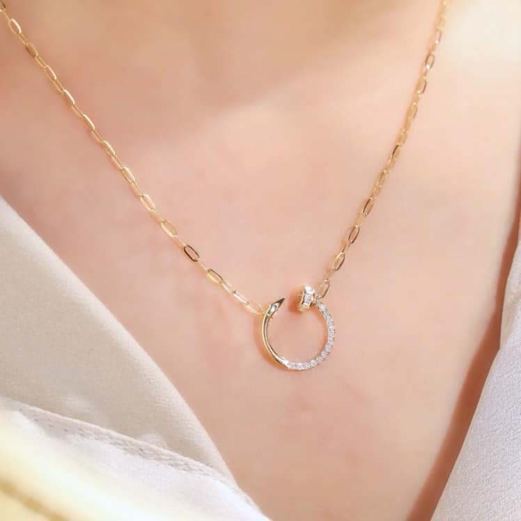 18K天然鑽石-釘子造型項鍊