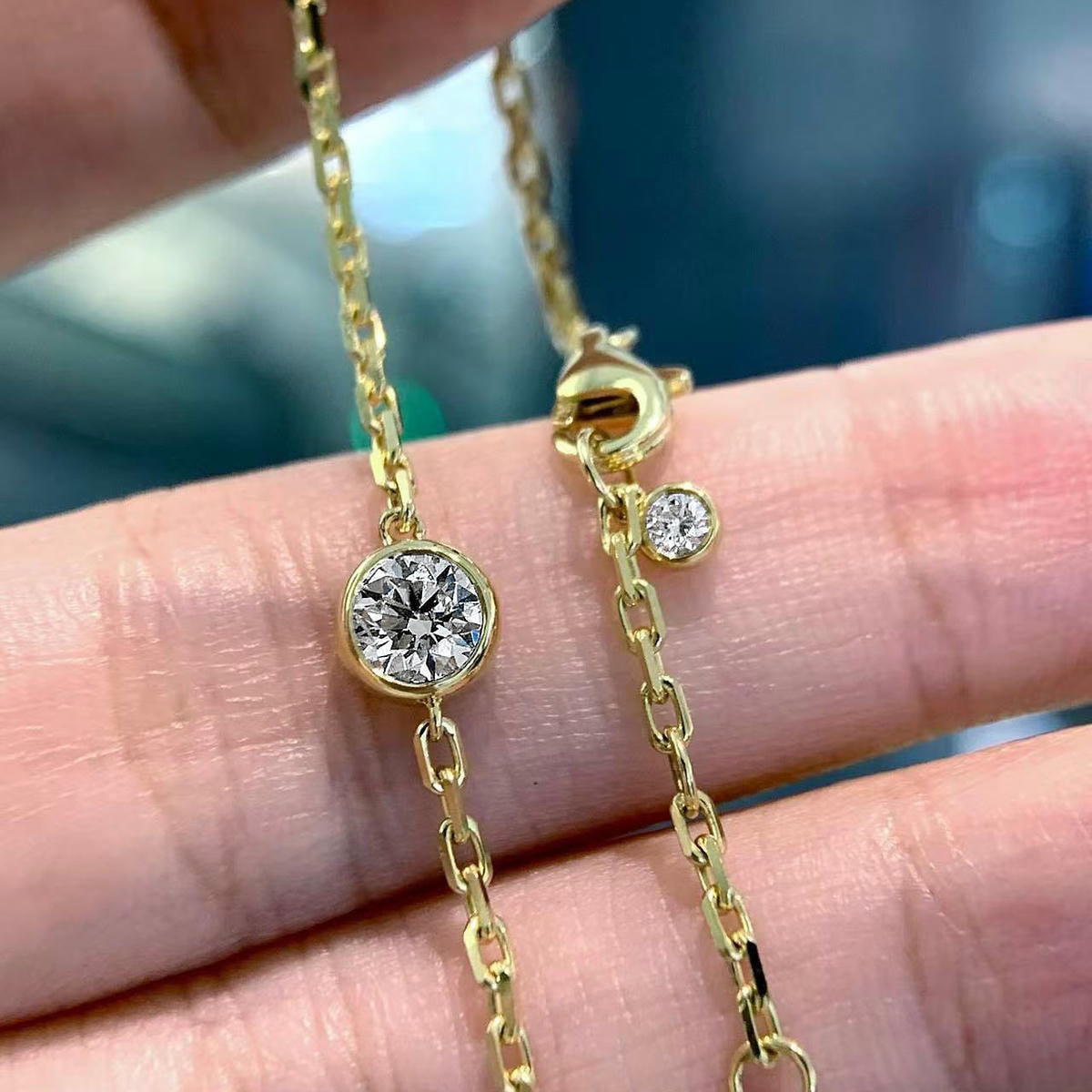 18K天然鑽石-雙顆鑽閃耀手鍊