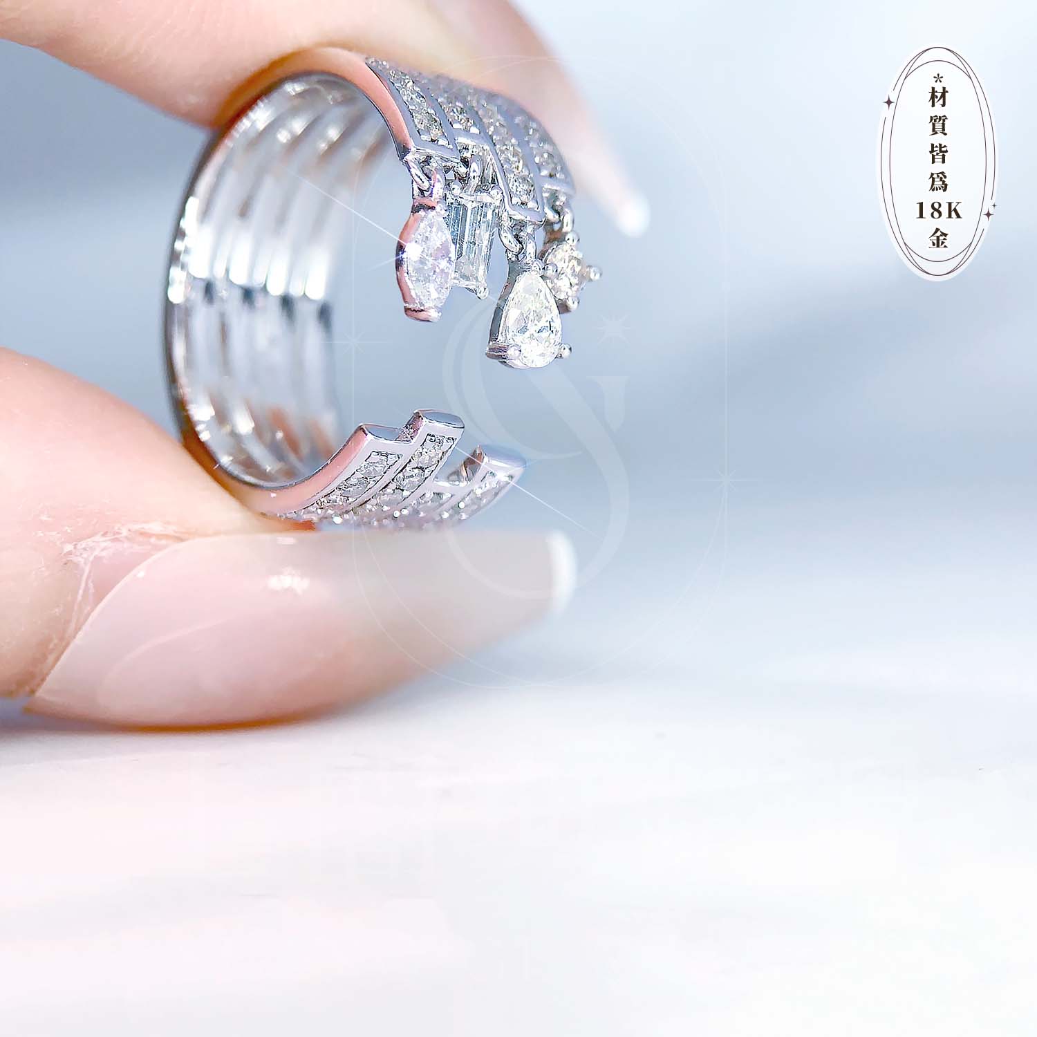 18K天然鑽石-流光溢彩尾戒 - 第3張圖 18K天然鑽石-流光溢彩尾戒