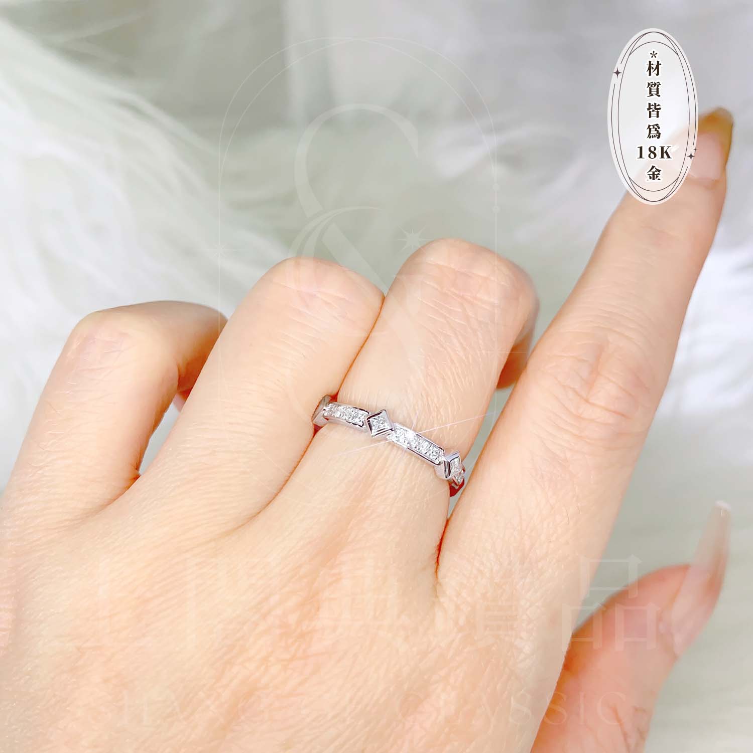 18K天然鑽石-細緻公主方戒指 - 第2張圖 18K天然鑽石-細緻公主方戒指
