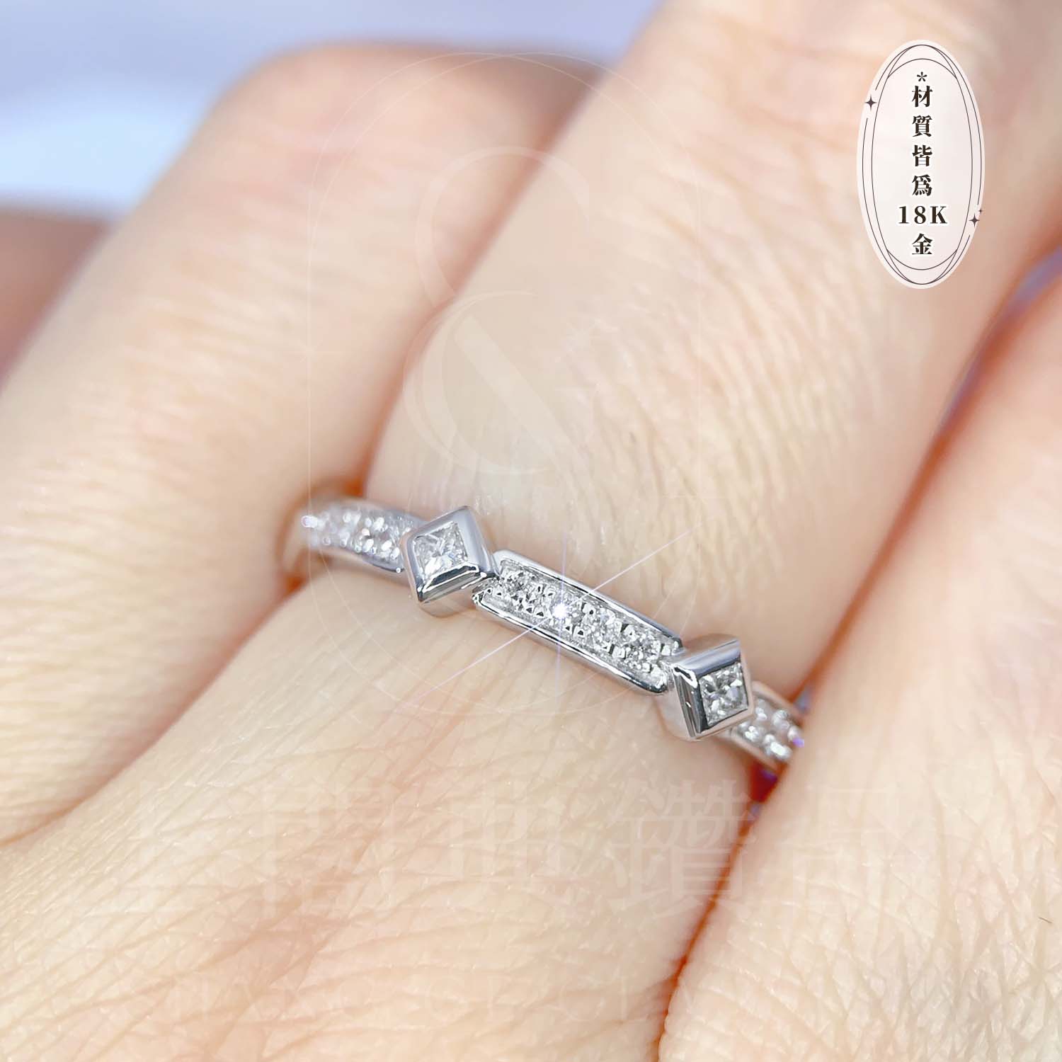 18K天然鑽石-細緻公主方戒指 - 第4張圖 18K天然鑽石-細緻公主方戒指