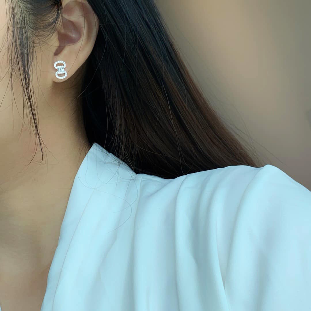 18K天然鑽石-精緻雙圈耳環