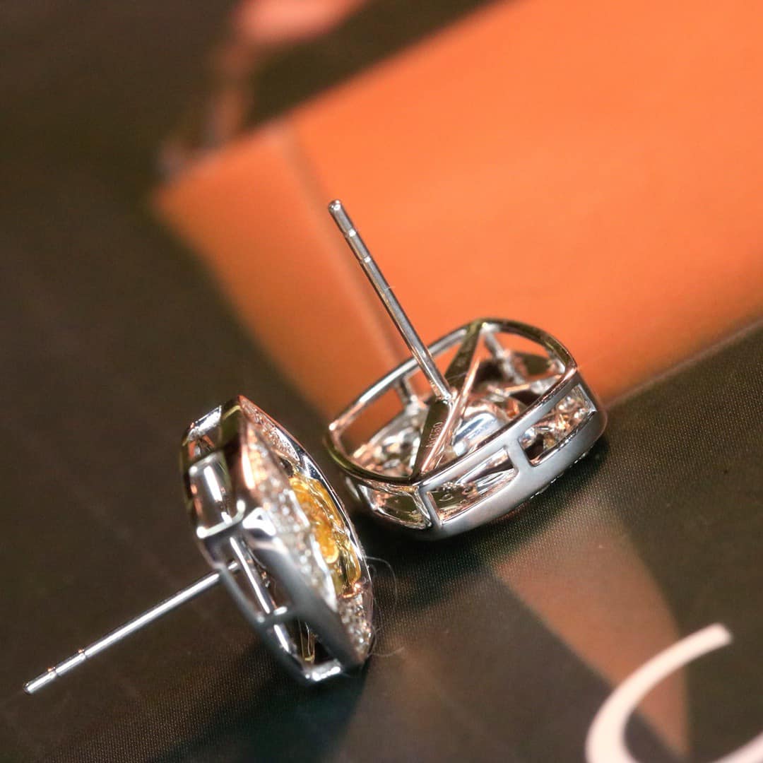 18K天然黃鑽-質感公主耳環