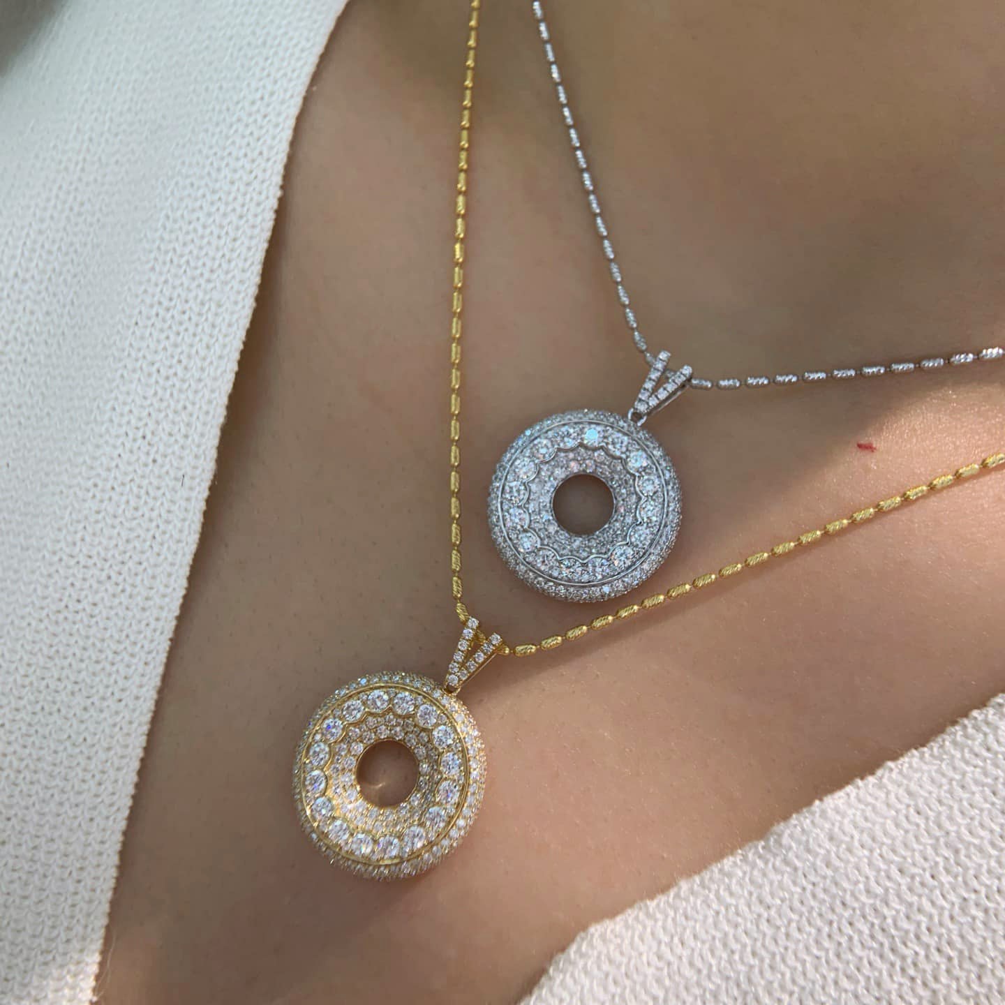 18K天然鑽石-精品甜甜圈墜飾