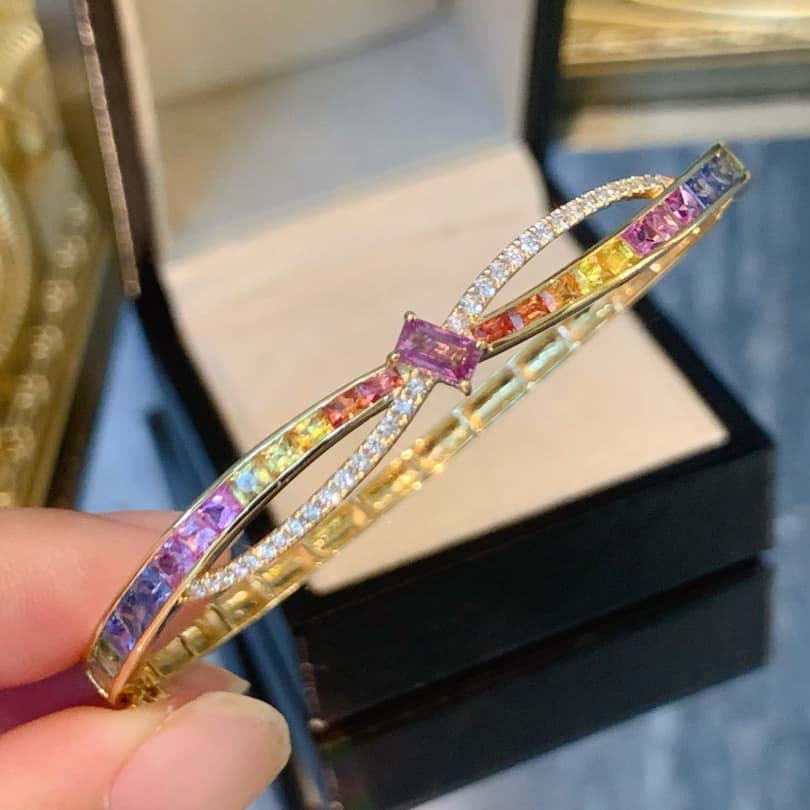 18K天然鑽石-彩虹藍寶石手鐲 - 第5張圖 18K天然鑽石-彩虹藍寶石手鐲