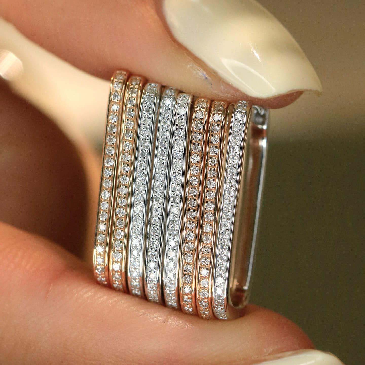 18K天然鑽石-簡約長方形氣質耳環