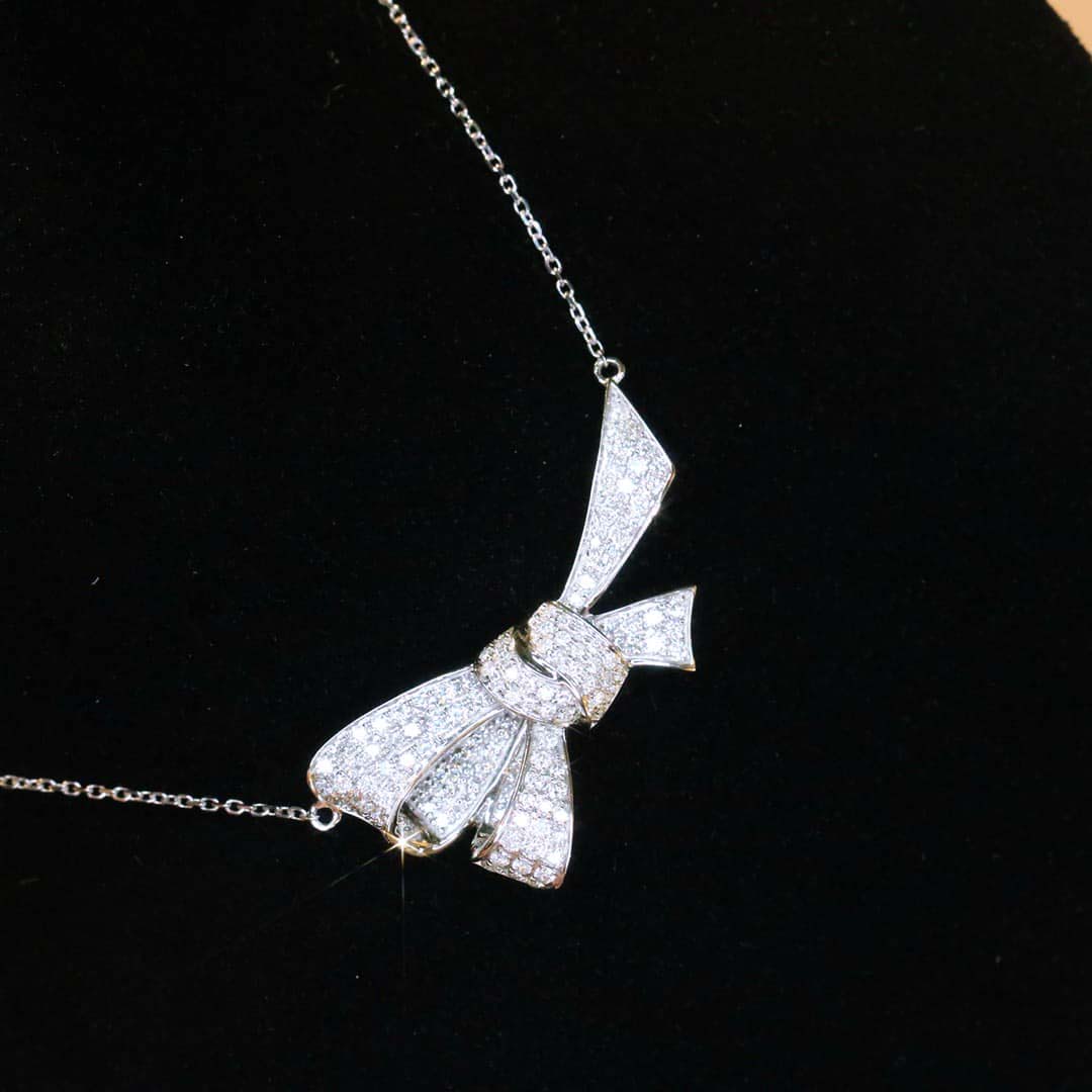 18K天然鑽石-夢幻蝴蝶結項鍊