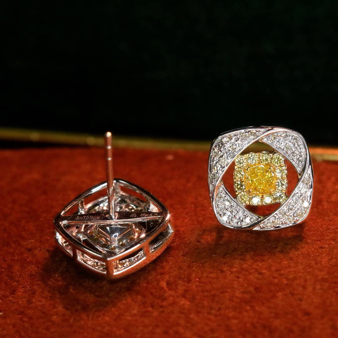 18K天然黃鑽-質感公主耳環