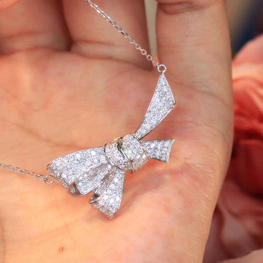 18K天然鑽石-夢幻蝴蝶結項鍊