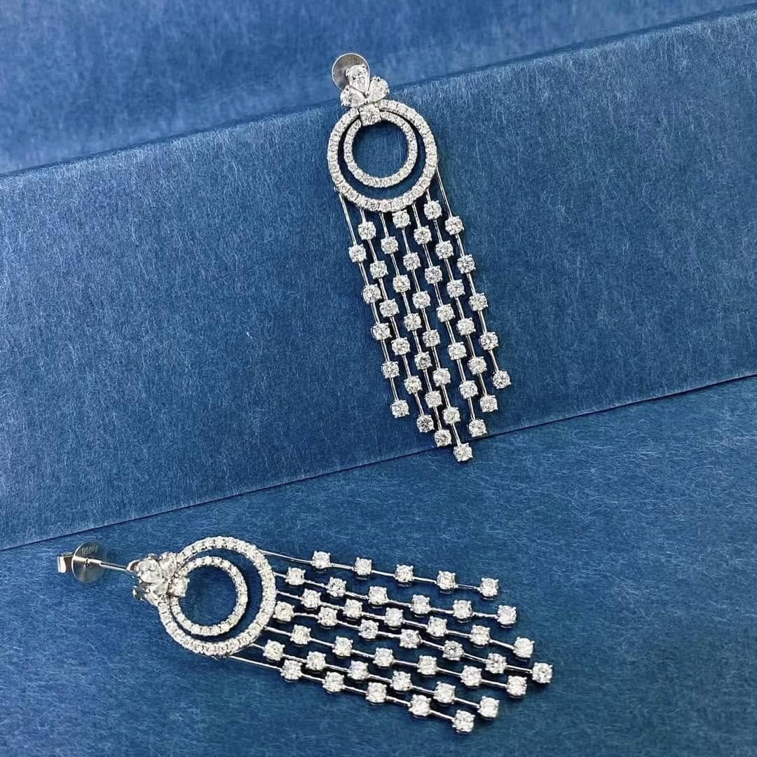 18K天然鑽石-3克拉豪華流蘇耳環