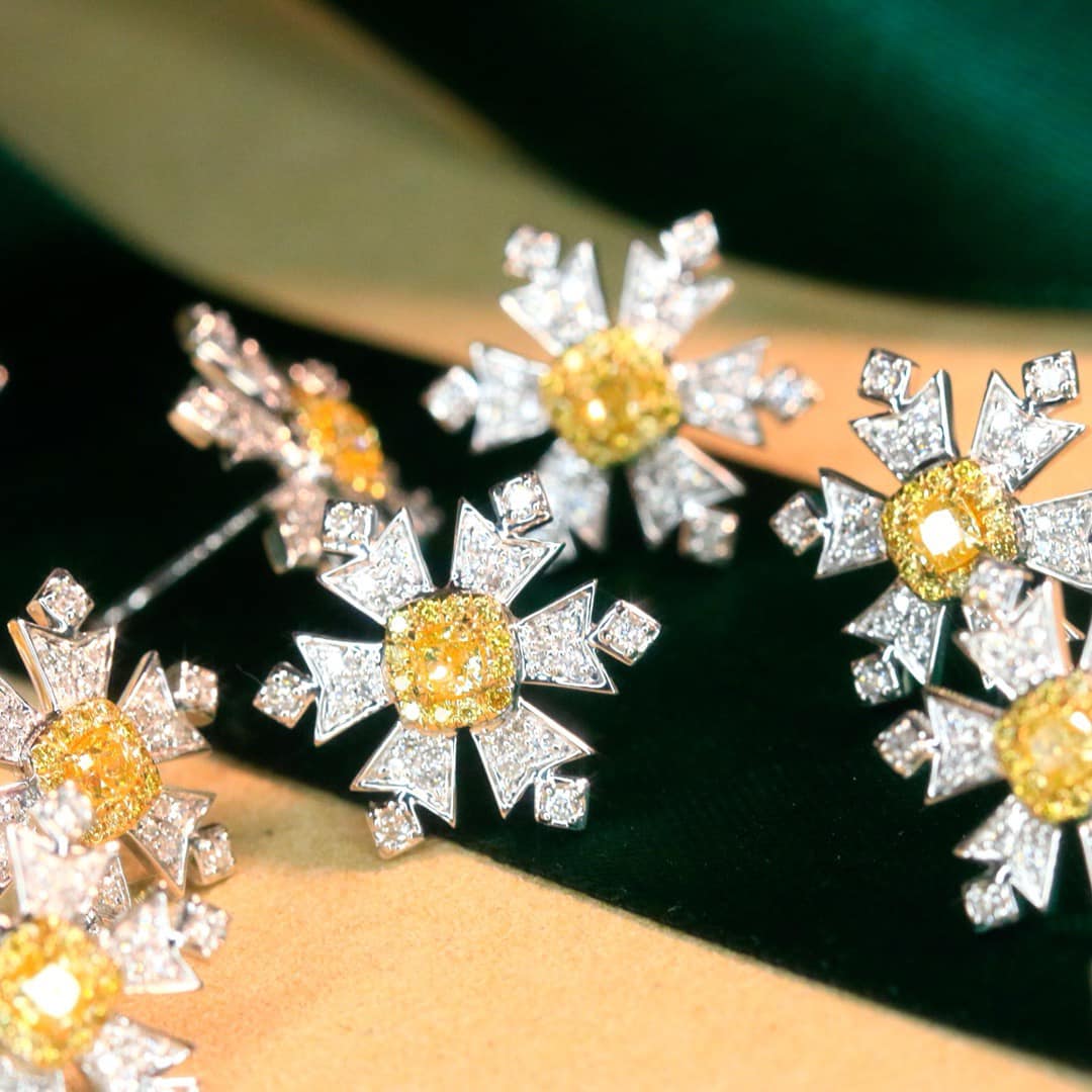 18K天然黃鑽-浪漫雪花耳環 - 第3張圖 18K天然黃鑽-浪漫雪花耳環