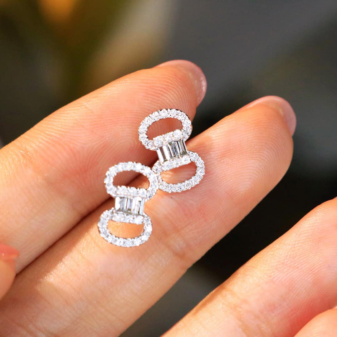 18K天然鑽石-精緻雙圈耳環