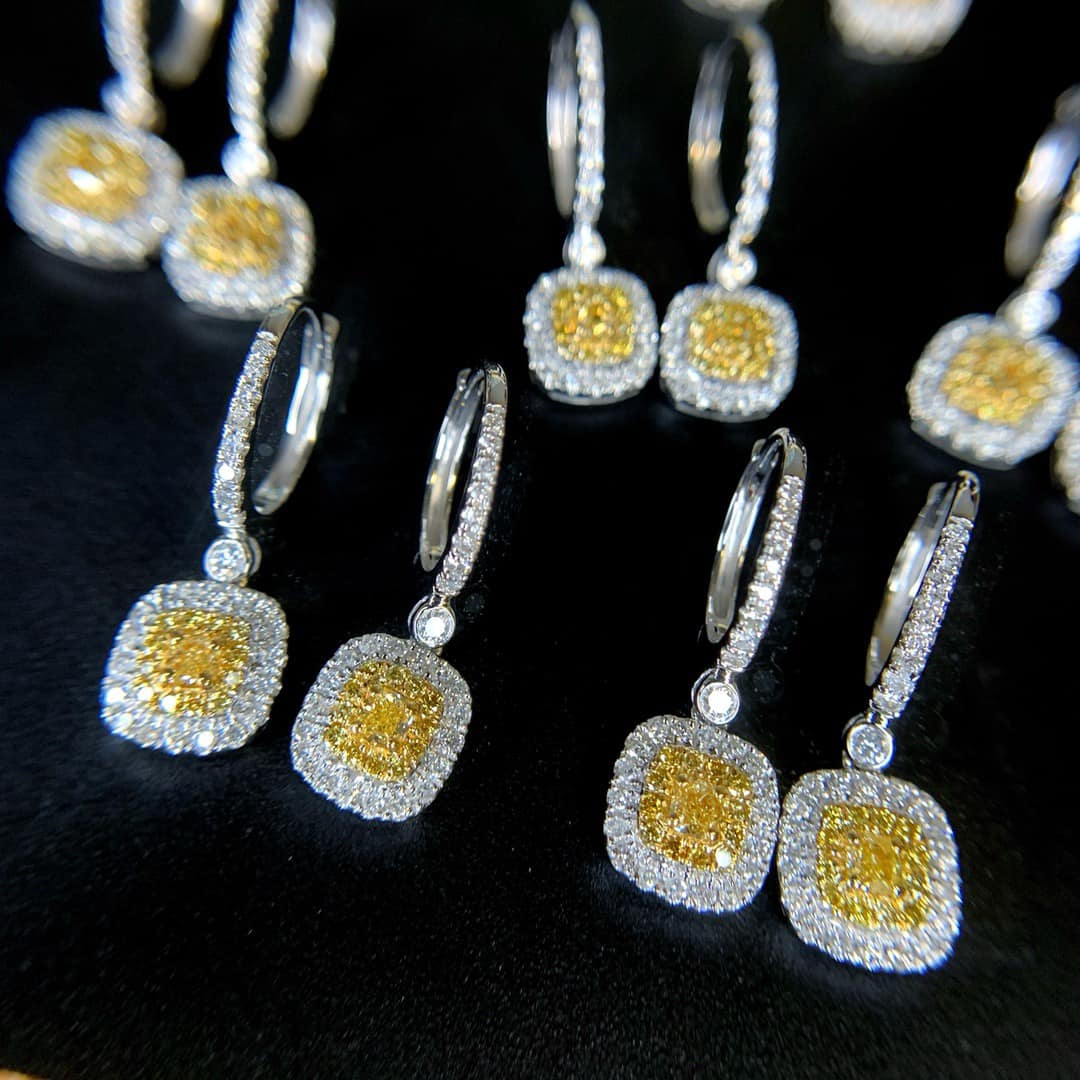 18K天然黃鑽-經典垂墜耳環