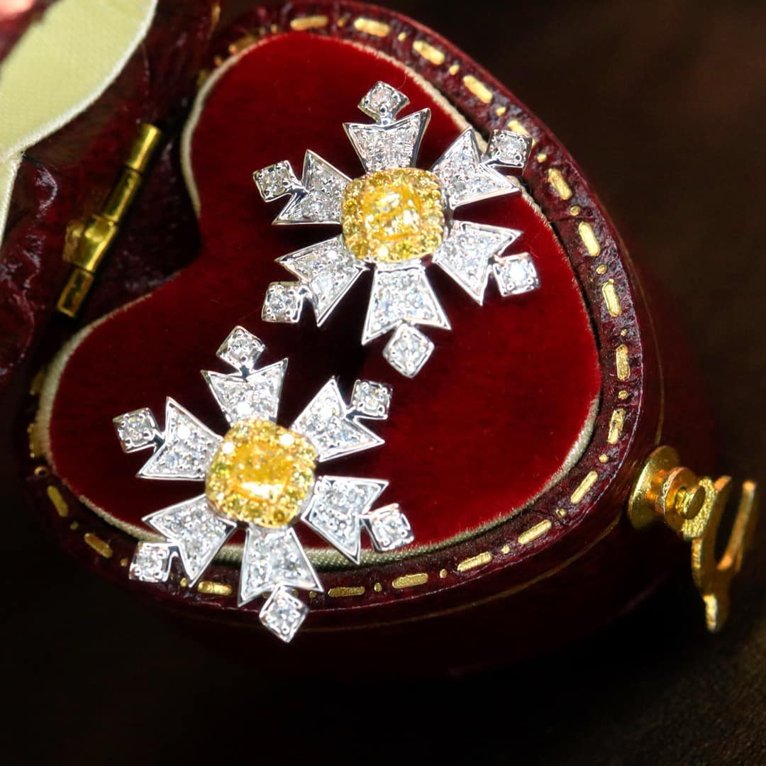 18K天然黃鑽-浪漫雪花耳環 - 第4張圖 18K天然黃鑽-浪漫雪花耳環