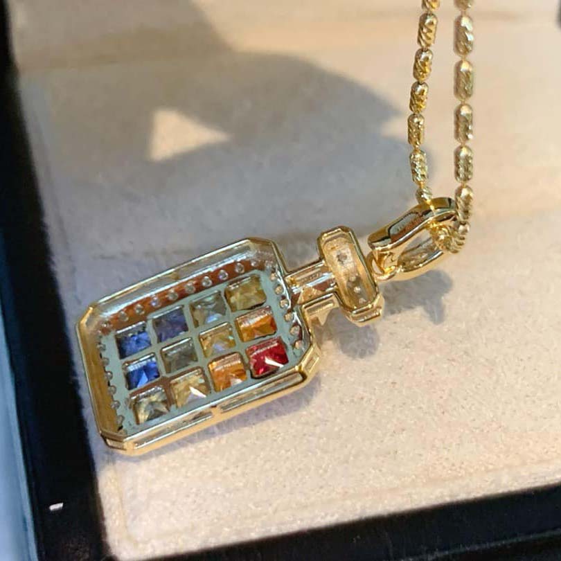 18K天然彩虹藍寶石-香水瓶造型墜飾