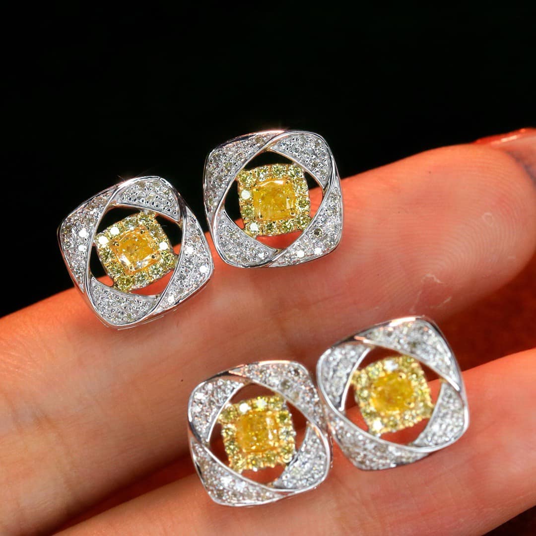 18K天然黃鑽-質感公主耳環