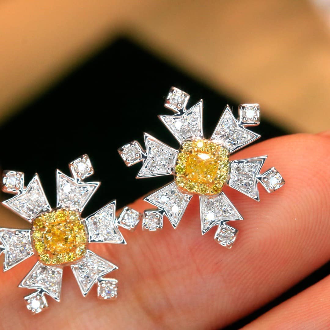 18K天然黃鑽-浪漫雪花耳環 - 第5張圖 18K天然黃鑽-浪漫雪花耳環