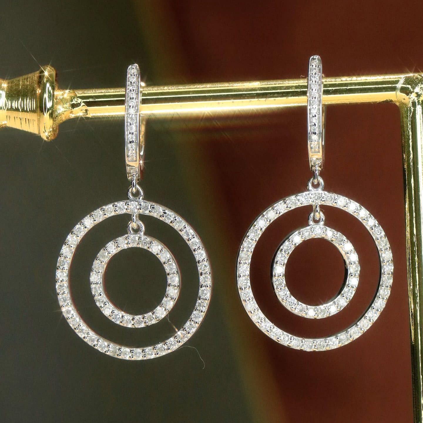 18K天然鑽石-雙層圓形耳環/項鍊