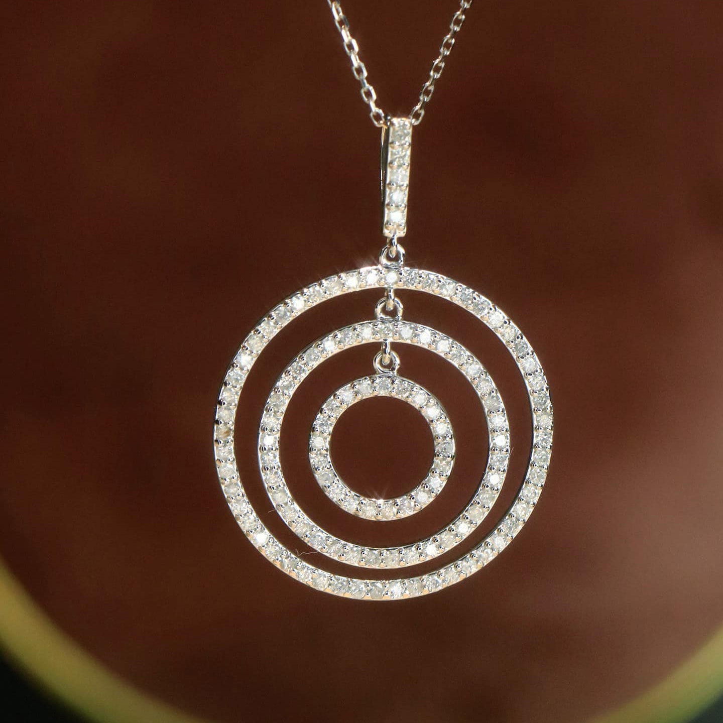 18K天然鑽石-雙層圓形耳環/項鍊