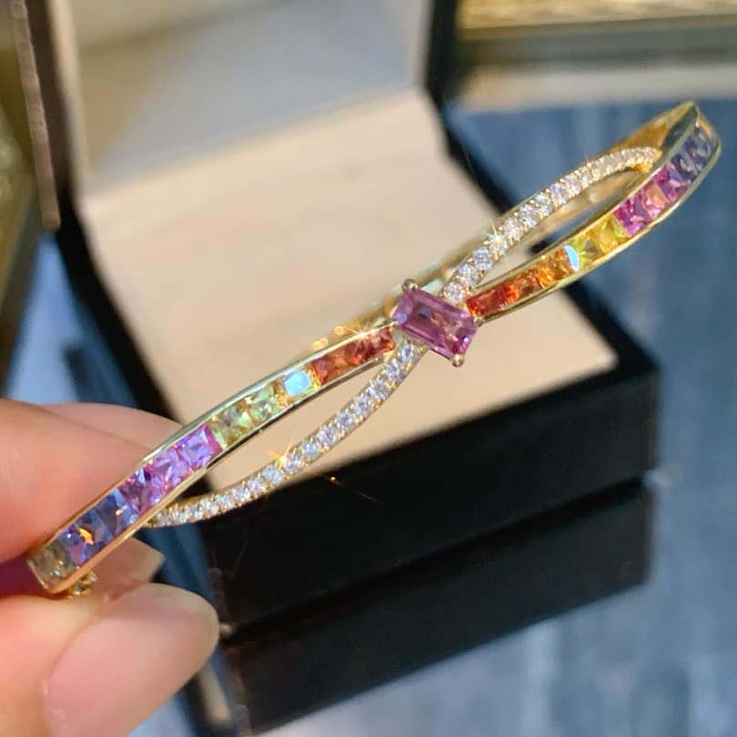 18K天然鑽石-彩虹藍寶石手鐲 - 第12張圖 18K天然鑽石-彩虹藍寶石手鐲