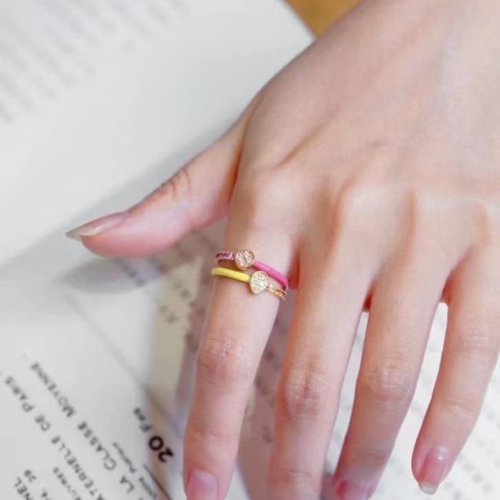 18K天然彩色藍寶石-多巴胺彩虹色戒指