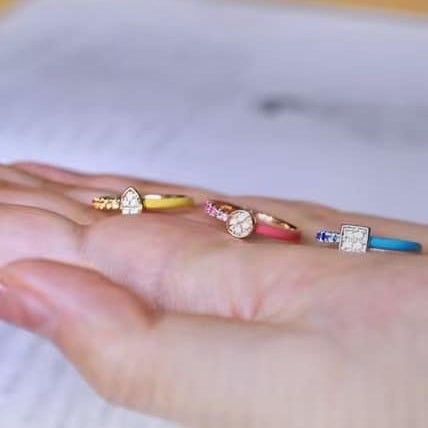 18K天然彩色藍寶石-多巴胺彩虹色戒指