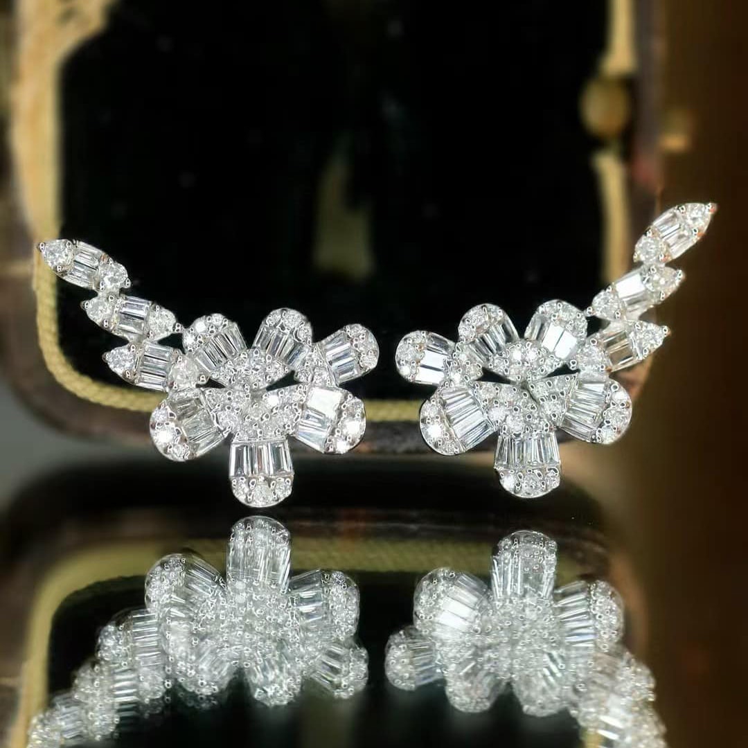 18K天然鑽石-氣質花朵耳環