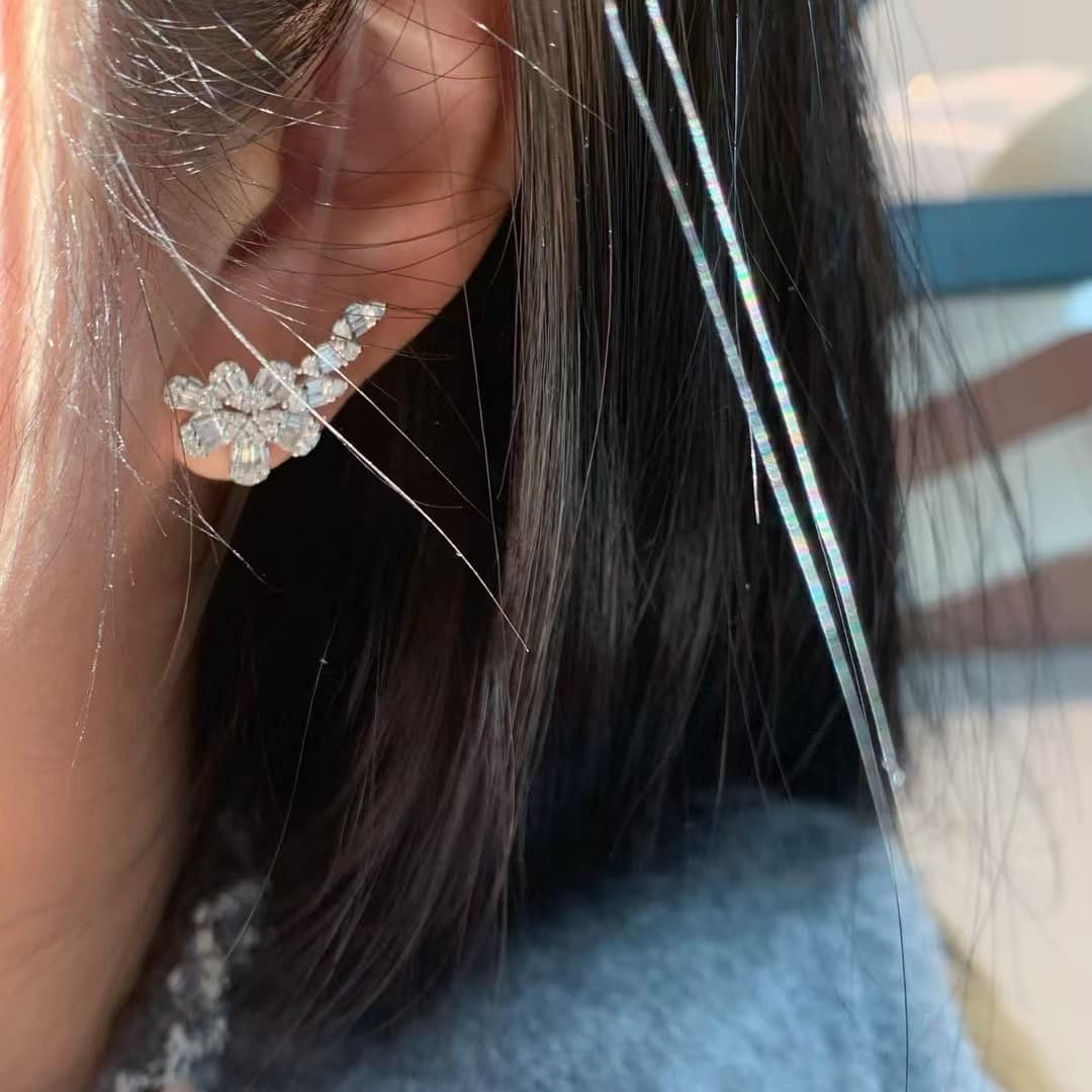 18K天然鑽石-氣質花朵耳環