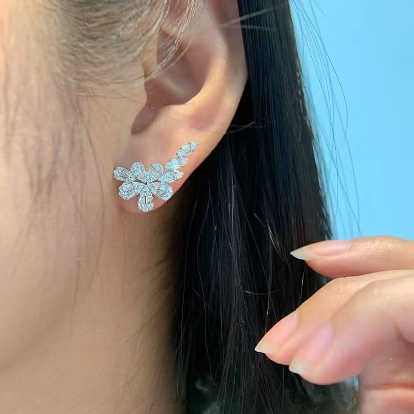 18K天然鑽石-氣質花朵耳環
