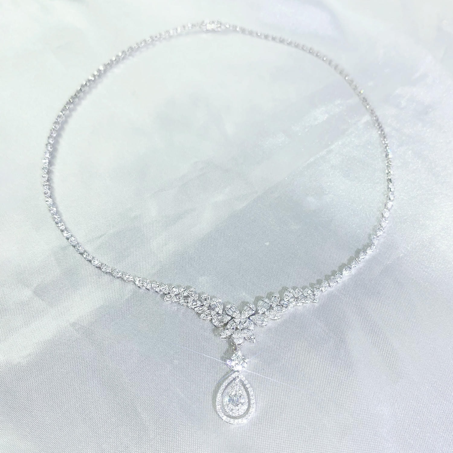18K天然鑽石-豪華可拆卸水滴項鍊