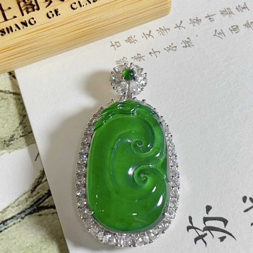 天然翡翠-A貨翡翠萬事如意墜飾