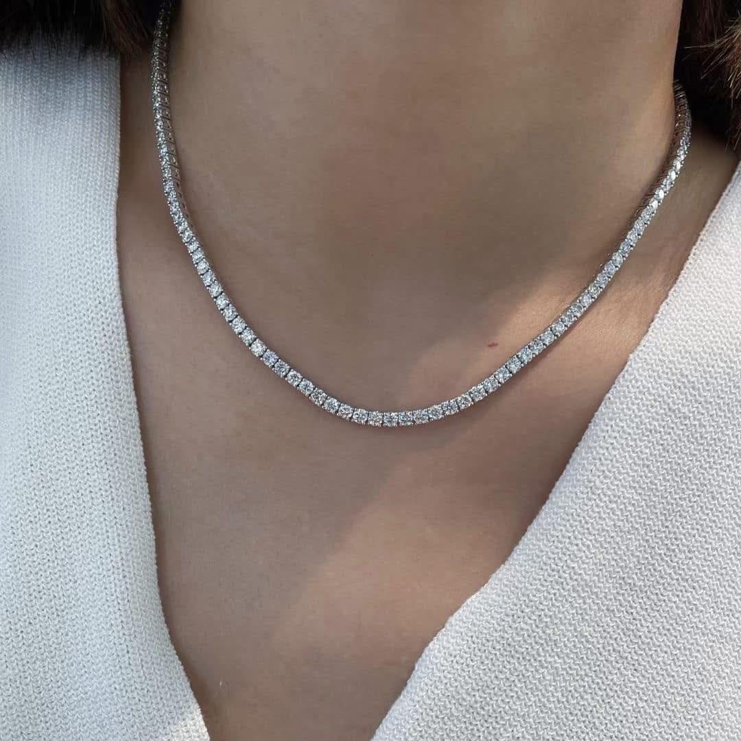 18K天然鑽石-12克拉滿鑽四爪項鍊