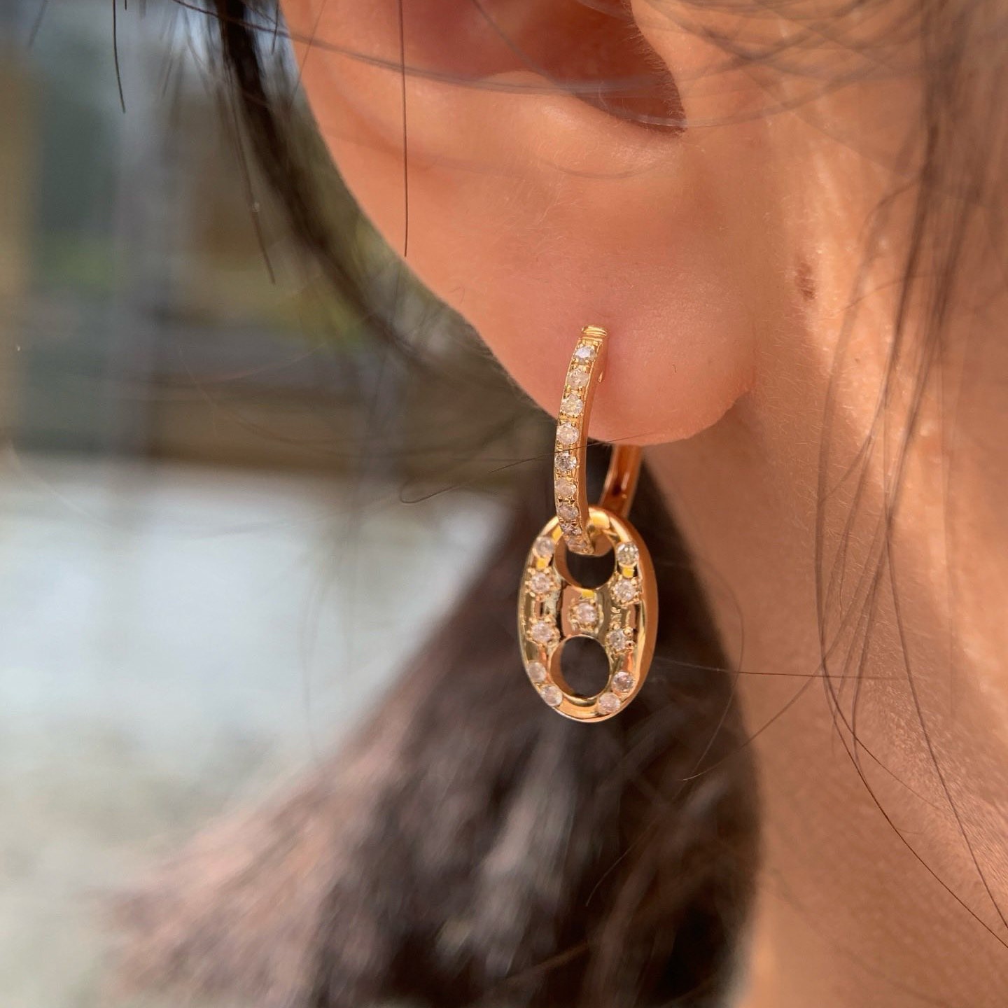 18K天然鑽石-精緻時髦兩戴耳環