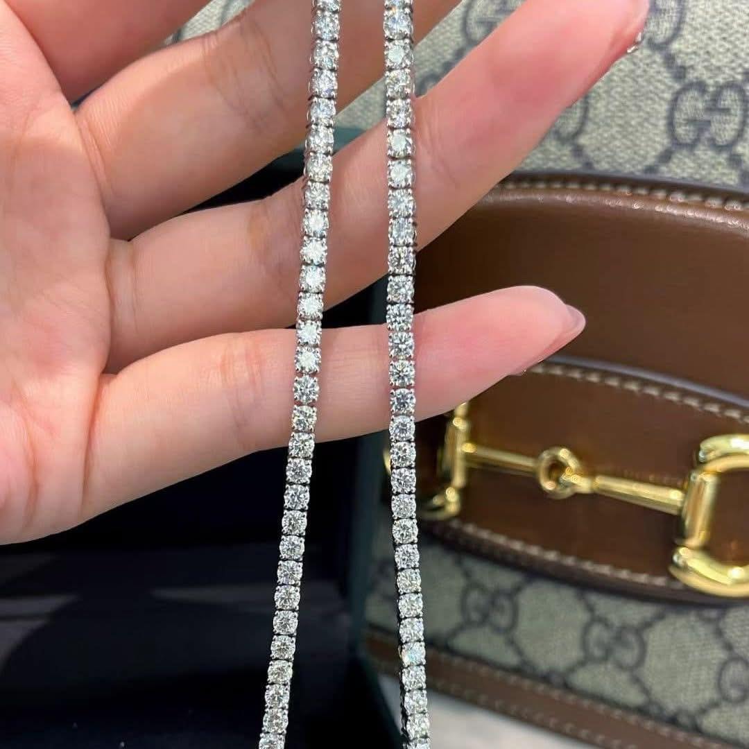 18K天然鑽石-12克拉滿鑽四爪項鍊