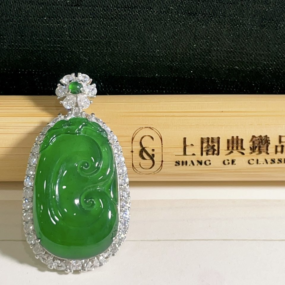 天然翡翠-A貨翡翠萬事如意墜飾