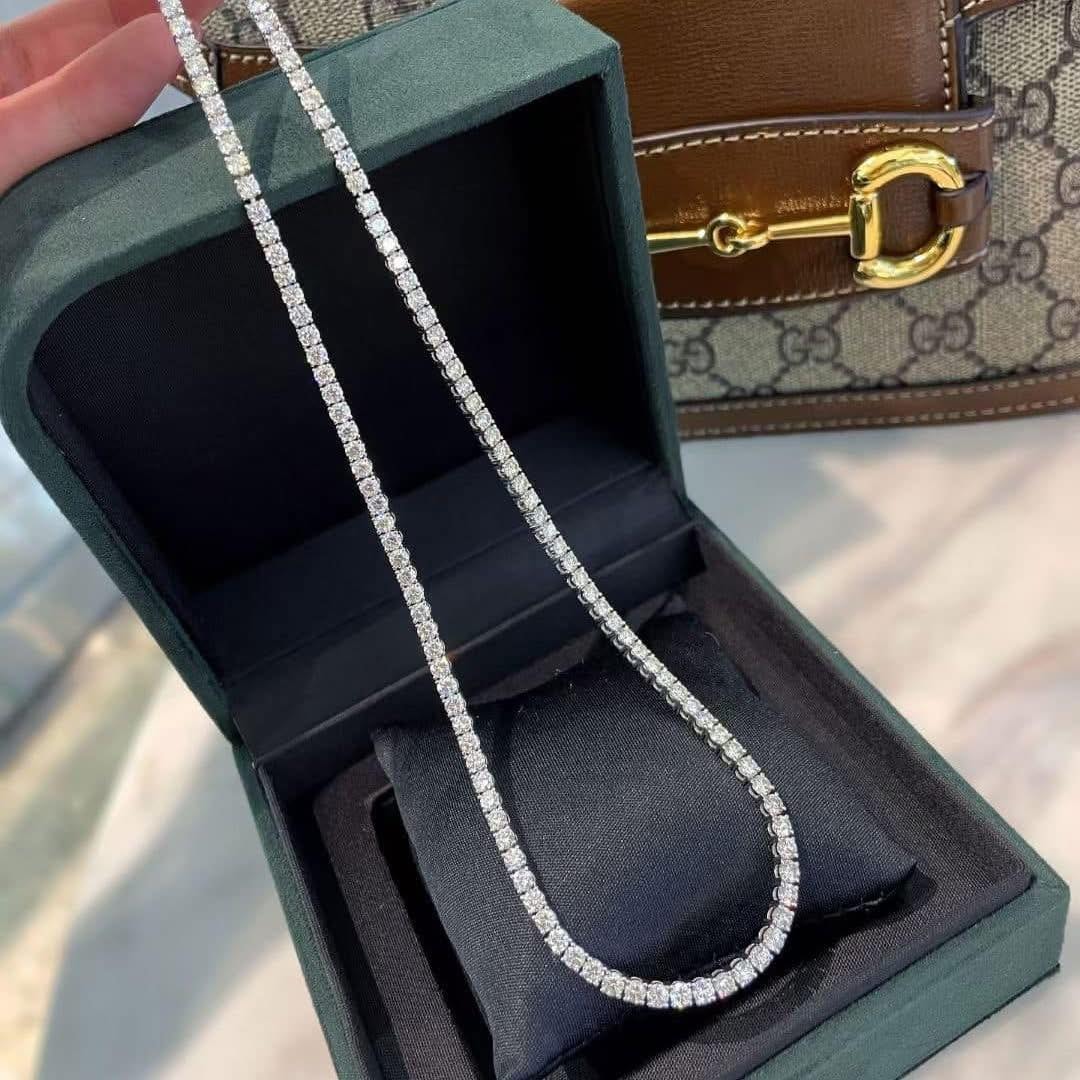 18K天然鑽石-12克拉滿鑽四爪項鍊