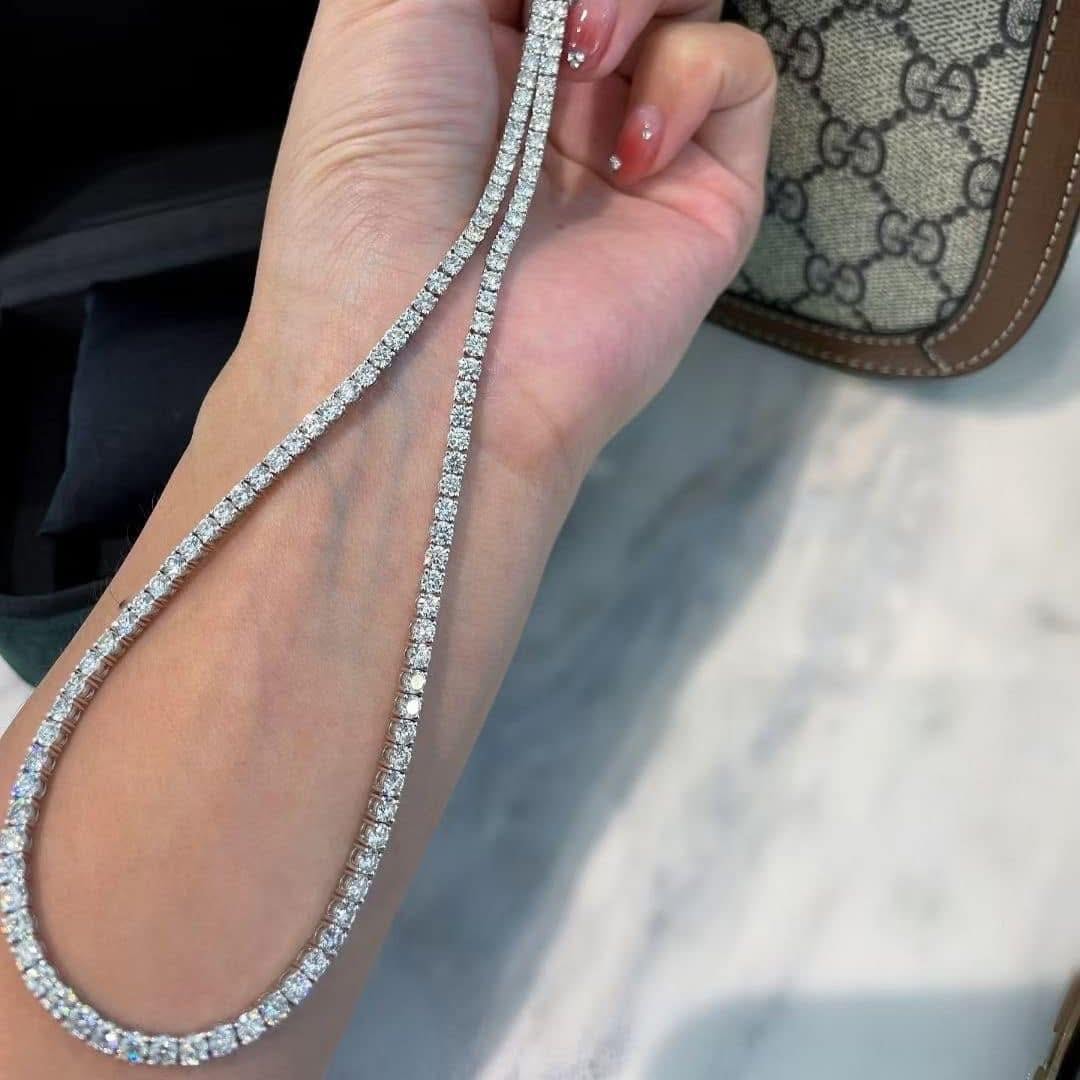 18K天然鑽石-12克拉滿鑽四爪項鍊