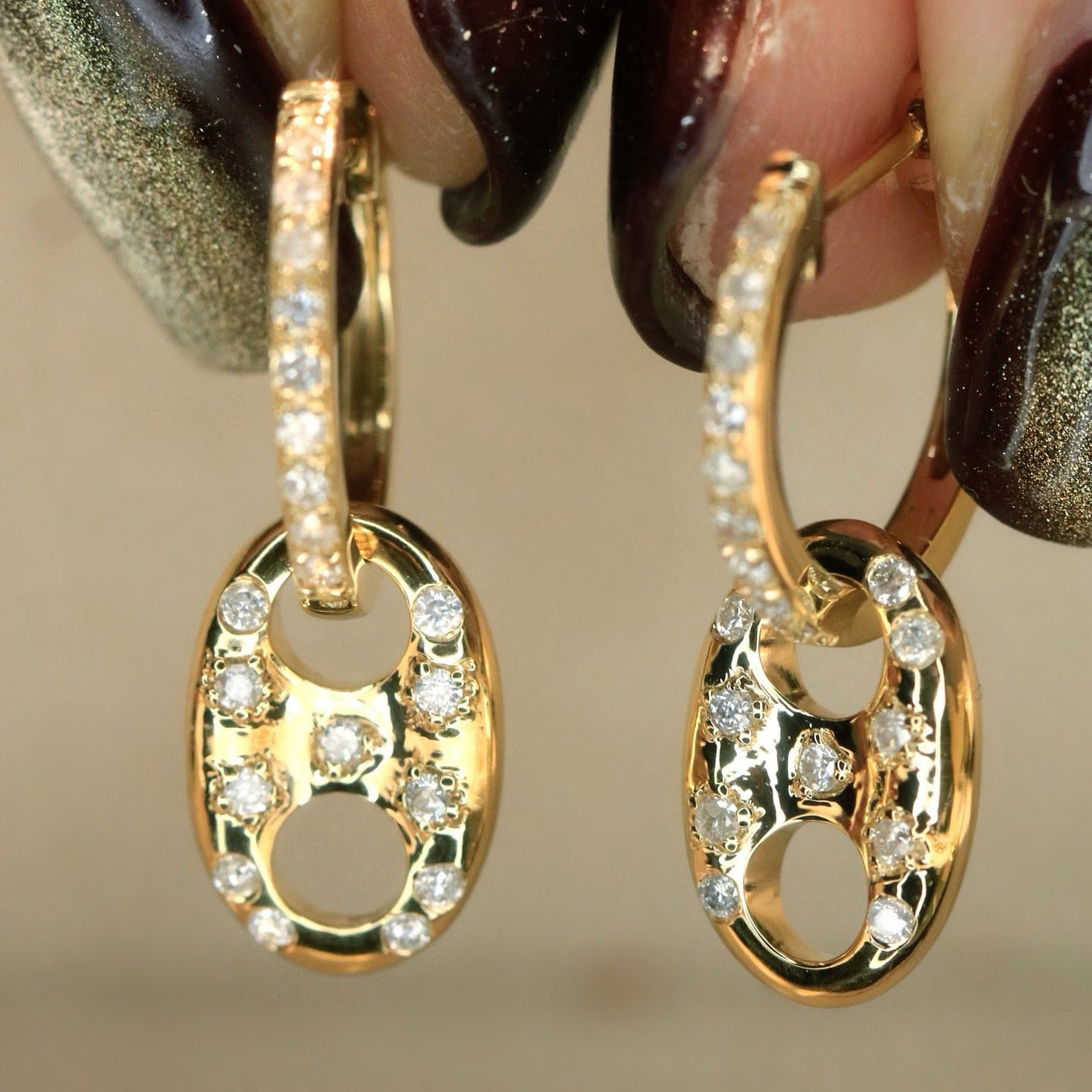 18K天然鑽石-精緻時髦兩戴耳環