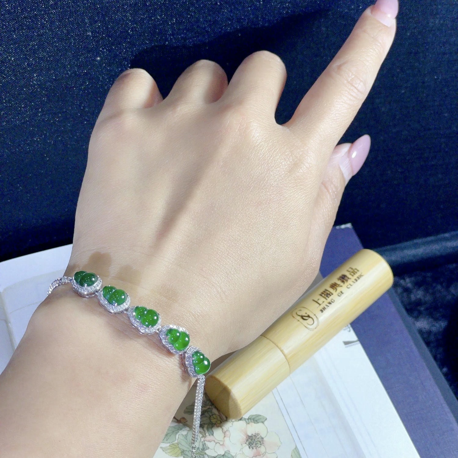 天然翡翠-A貨翡翠五葫蘆手鍊