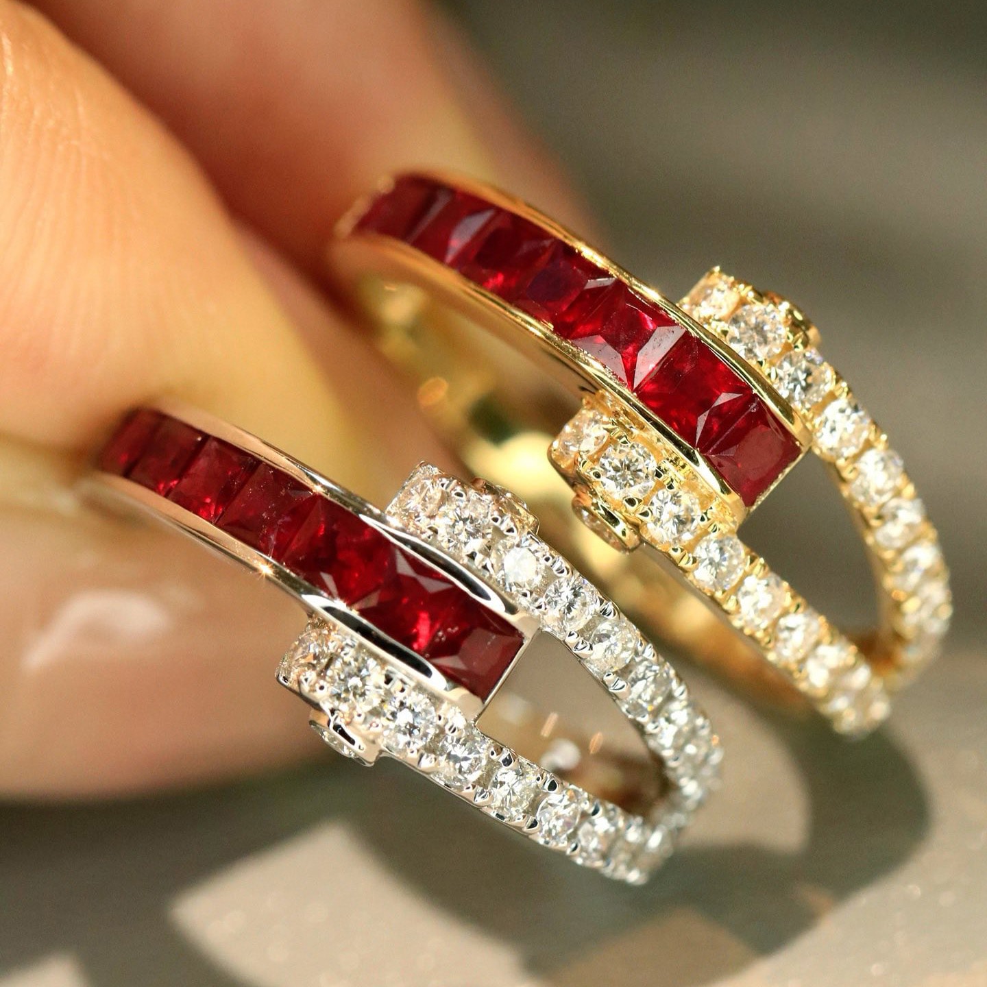 18K天然紅寶石-無邊鑲嵌復古戒指