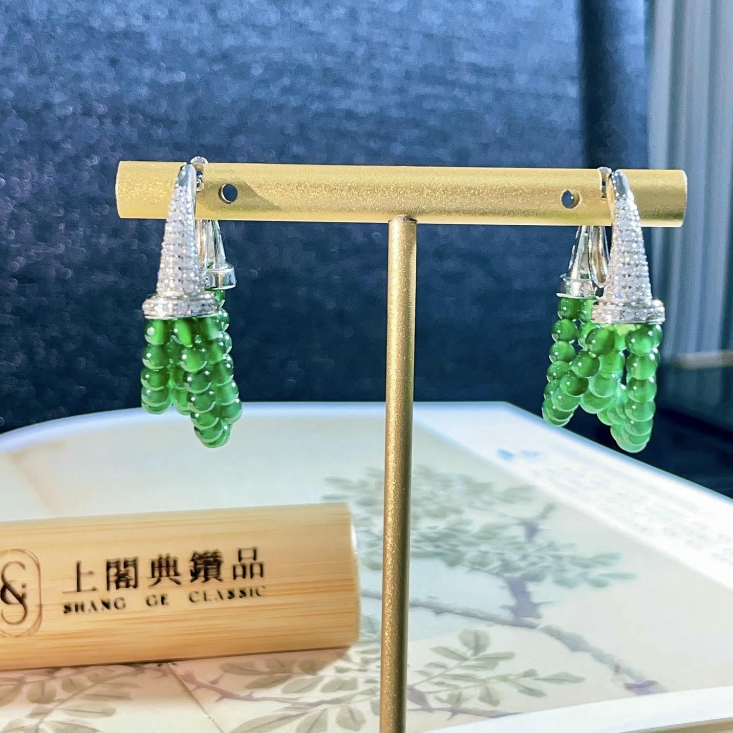 天然翡翠-多層次耳環